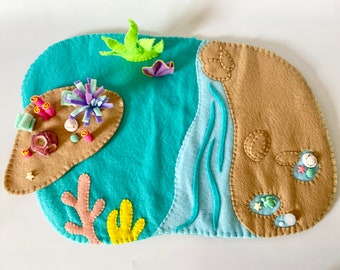 Mermaid Grotto felt play mat/ ocean playscape/ small world set up