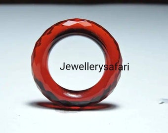1 Piece Beautiful Red Quartz Full Faceted Gemstone Made Ring Band/Statement Rings/Wedding Rings/Designer Rings/Ring Bands.