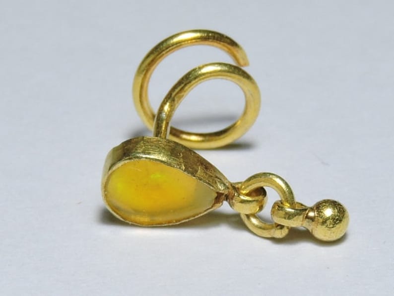 1 Piece Stylish 92.5 Sterling Silver With 24Kt Gold Plated Natural Ethiopian Opal Indian Nose Stud For Pierced NoseSilver Nose Studs.