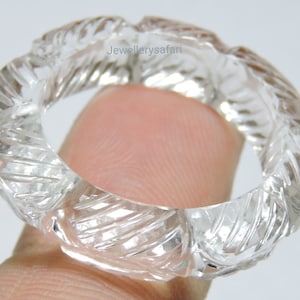 Natural Rock Crystal Quartz Carved Band / Crystal Made Carved Ring Band / Crystal Jewellery / Single Stone Made Band