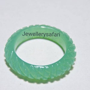 1 Piece Natural Chrysoprase Chalcedony Carved Ring Band / Chalcedony Made Carved Ring Band
