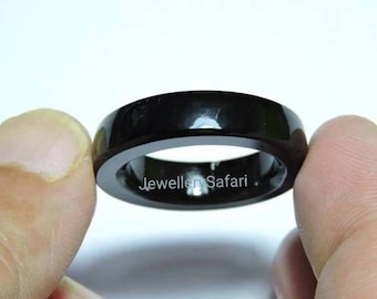 1 stuk prachtige natuurlijke zwarte obsidiaan glad gepolijste enkele edelsteen gemaakt ringband/trouwringband/band ringbanden/verlovingsringen.