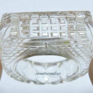 Natural Rock Crystal Quartz Carved Ring / Rock Crystal Carved Ring / Crystal Made Ring