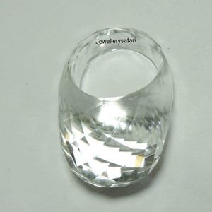 1 Piece Natural Rock Crystal Quartz Full Faceted Ring / Dome Shaped Ring / Rock Crystal Made Ring / Single Stone Made Ring
