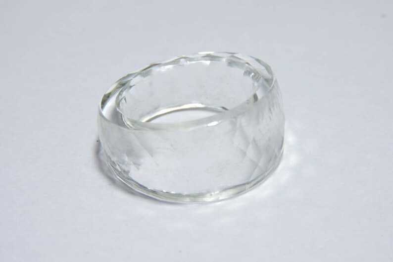 1 Piece Natural Rock Crystal Quartz Full Faceted Fancy Shaped Single Gemstone Made Ring BandTyre Ring BandWedding RingFancy Tyre Band.