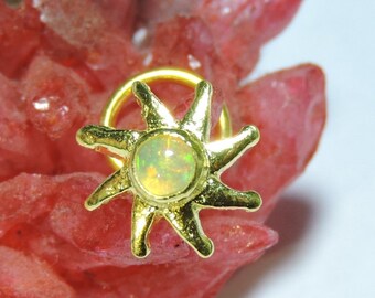 1 Piece Very Beautiful 24Kt Gold Plated Over 92.5 Sterling Silver Natural Ethiopian Opal Gemstone Indian Nose Stud For Pierced Nose.