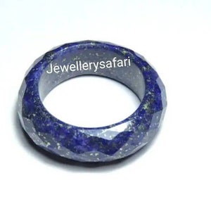 1 Piece Adorable Top Quality Natural Afghanistan Mines Lapis Lazuli Faceted Hand Carved Single Gemstone Made Ring Band.