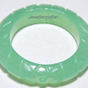 Natural Chrysoprase Chalcedony Carved Band / Chrysoprase Chalcedony Made Band / Carved Ring Band