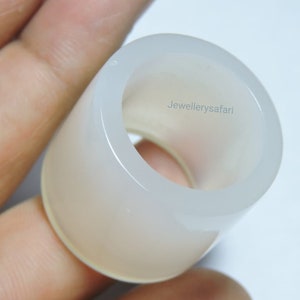 Natural White Chalcedony Smooth Polished Band / 25MM Wide 4MM Thin Band / White Chalcedony Made Band