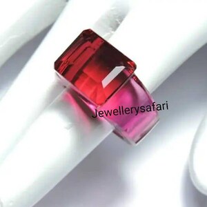 1 Piece Gorgeous Rubilite Pink Quartz Faceted Plus Hand Carved Gemstone Made Ring/Full Stone Made Ring/Fashion Rings.