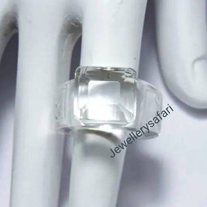 1 Piece Very Attractive Natural Crystal Quartz Faceted Plus Hand Carved Gemstone Made Ring/Fashion Jewellery/Adorable Rings.