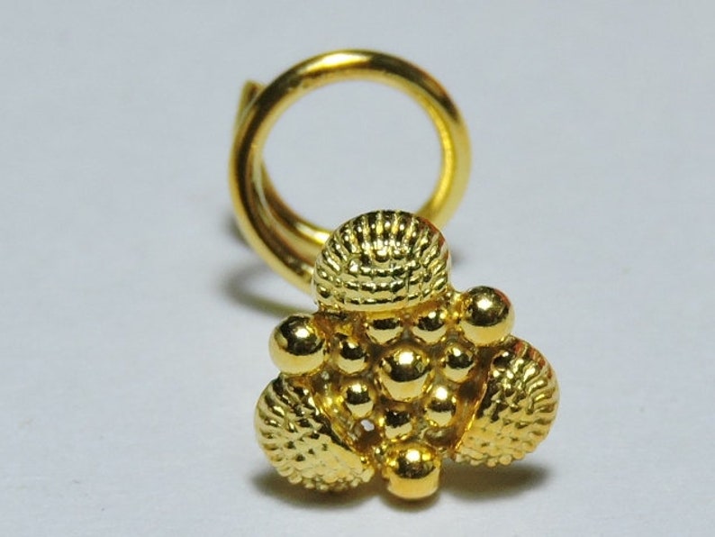 1 Piece Extremely Beautiful 24Kt Gold Plated Over 92.5 Sterling Silver Indian Nose Stud For Pierced Nose.