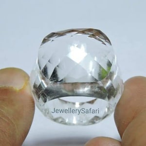 1 Piece Natural Rock Crystal Quartz Faceted Rectangle Shaped Single Gemstone Made Ring/Faceted Crystal Rings/Fine Rings.