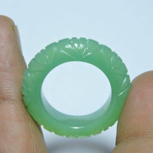 1 Piece Gorgeous Natural Chrysoprase Chalcedony Hand Carved Ring Band / Engagement Ring Band/ Gems Made Ring Band.