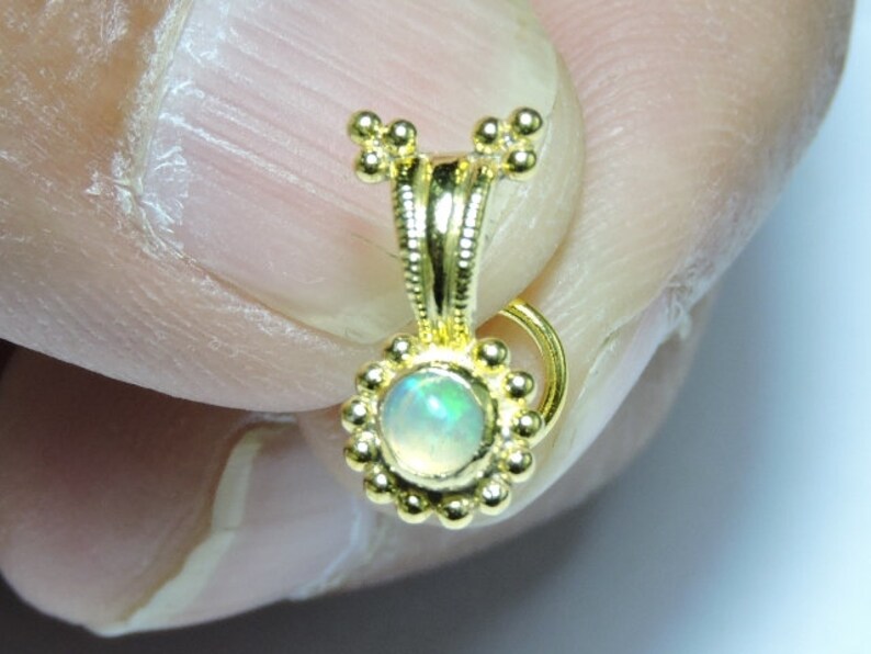 1 Piece Stylish 24Kt Gold Plated Over 92.5 Sterling Silver Natural Ethiopian Opal Gemstone Indian Nose Stud For Pierced NoseOpal Nose Studs