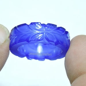 Natural Blue Chalcedony Carved Band / Blue Chalcedony Made Carved Ring Band / Single Stone Made Ring Band