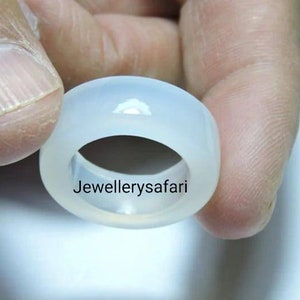 1 Piece Natural White Chalcedony Smooth Polished Gemstone Made Ring Band/Fashion Ring Bands/White Chalcedony Ring/Onyx Ring Band.