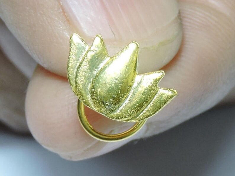 1 Piece Extremely Beautiful 24Kt Gold Plated Over 92.5 Sterling Silver Lotus Flower Indian Nose Stud For Pierced NoseLotus Flower Studs.