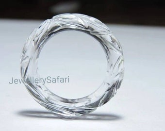 1 stuk natuurlijk bergkristalkwarts volledig met de hand gesneden enkele edelsteen gemaakt ringband/bandringband/handgesneden ring/trouwringbanden.