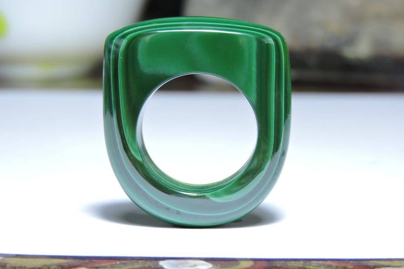 1 Piece Extremely Beautiful Natural Malachite Smooth Polished Fancy Shape Single Gemstone Made RingGood Quality Malachite Ring.