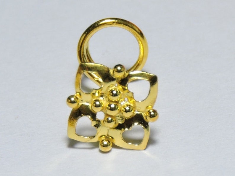 1 Piece Beautiful 24Kt Gold Plated Over 92.5 Sterling Silver Indian Nose Stud For Pierced NoseNose HoopPiercing Nose Studs.