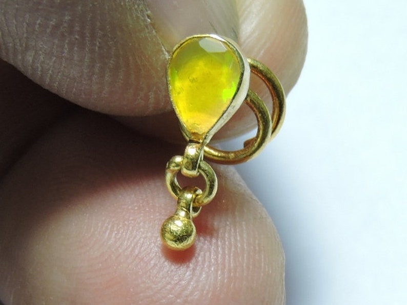 1 Piece Stylish 92.5 Sterling Silver With 24Kt Gold Plated Natural Ethiopian Opal Indian Nose Stud For Pierced NoseSilver Nose Studs.