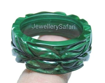 Geschnitzte natürliche Malachit Ring Band, Einzel Edelstein