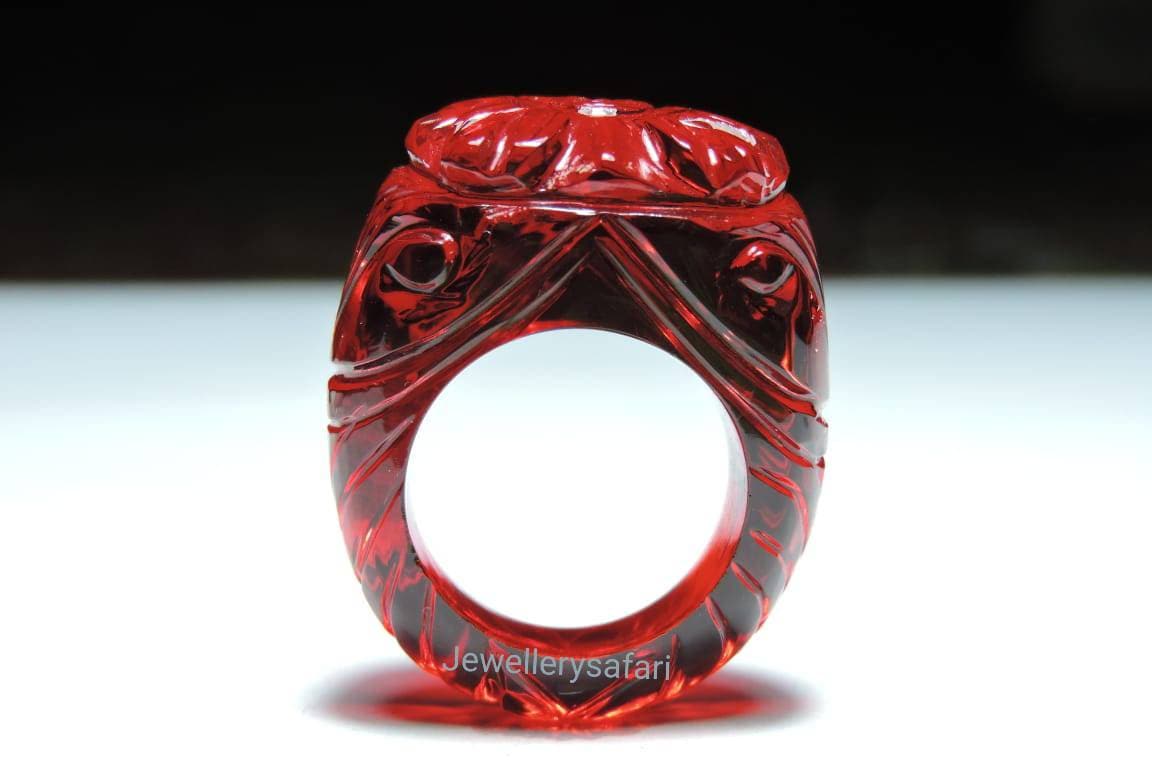 1 Piece Red Quartz Carved Ring / Carved Gemstone Ring
