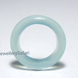 1 Piece Attractive Natural Aqua Chalcedony Smooth Polished Single Gemstone Made Ring Band/Ring Jewellery/Gemstone Ring Bands/Bands.