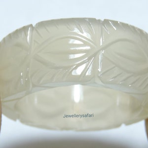Natural Grey Chalcedony Carved Band / Chalcedony Ring Band / Carved Chalcedony Band / Single Stone Made Band