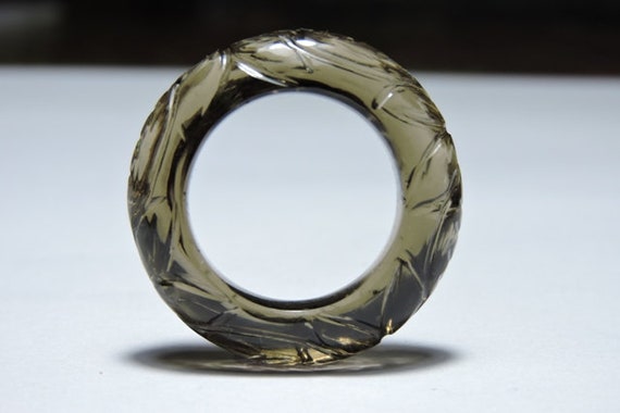 1 Piece Very Attractive Natural Smokey Topaz Full Faceted Round Shaped Hand Carved Single Gemstone Made RingSmokey Ring.