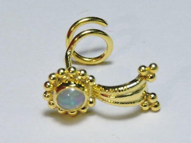 1 Piece Stylish 24Kt Gold Plated Over 92.5 Sterling Silver Natural Ethiopian Opal Gemstone Indian Nose Stud For Pierced NoseOpal Nose Studs