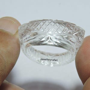 Natural Rock Crystal Quartz Carved Ring / Marquise Shaped Ring / Carved  Crystal Ring / Single Stone Made Ring / Crystal Fancy Shaped Ring