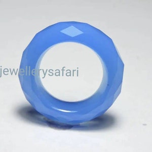 1 Piece Gorgeous Natural Blue Chalcedony Full Faceted Gemstone Made Ring Band/Gemstone Jewellery/Jewellery Rings.