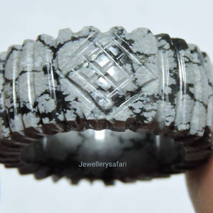 New Arrival Natural Snowflake Obsidian Carved Band / Snowflake Obsidian Made Ring Band / Carved Band