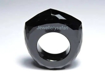 1 Piece Adorable Natural Black Onyx Full Faceted Gemstone Made Ring/Fashion Jewellery/Engagement Rings.