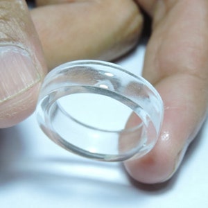 1 Piece Natural Rock Crystal Quartz Smooth Polished Gemstone Made Ring Band/Crystal Ring Bands/Stone Made Ring Bands.