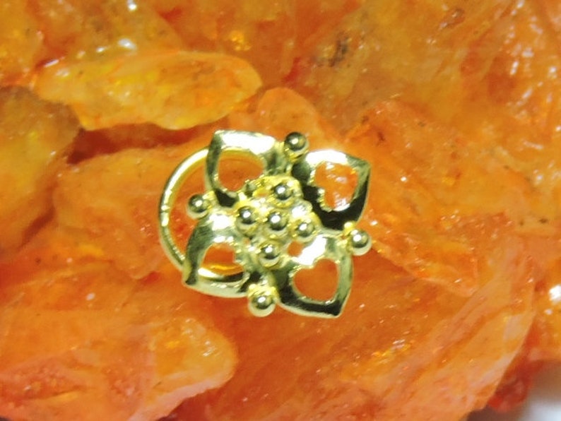 1 Piece Beautiful 24Kt Gold Plated Over 92.5 Sterling Silver Indian Nose Stud For Pierced NoseNose HoopPiercing Nose Studs.