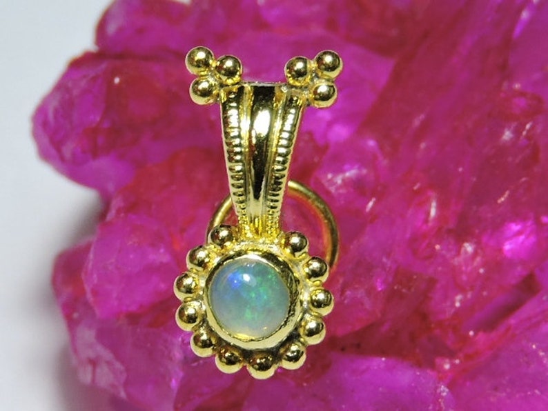 1 Piece Stylish 24Kt Gold Plated Over 92.5 Sterling Silver Natural Ethiopian Opal Gemstone Indian Nose Stud For Pierced NoseOpal Nose Studs