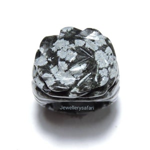 Natural Snowflake Obsidian Carved Ring / Carved Flower Shaped Ring / Snowflake Obsidian Made Ring