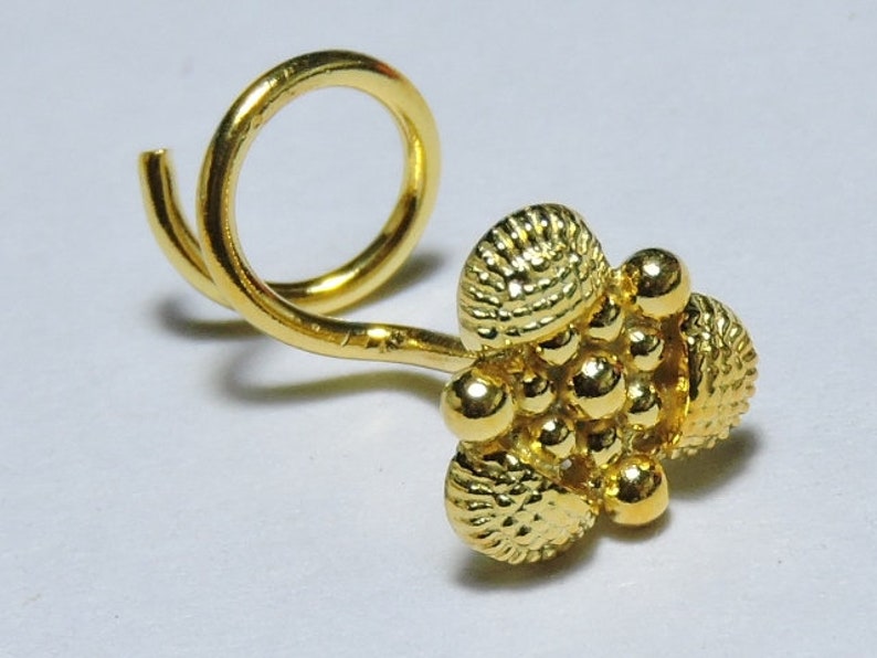 1 Piece Extremely Beautiful 24Kt Gold Plated Over 92.5 Sterling Silver Indian Nose Stud For Pierced Nose.