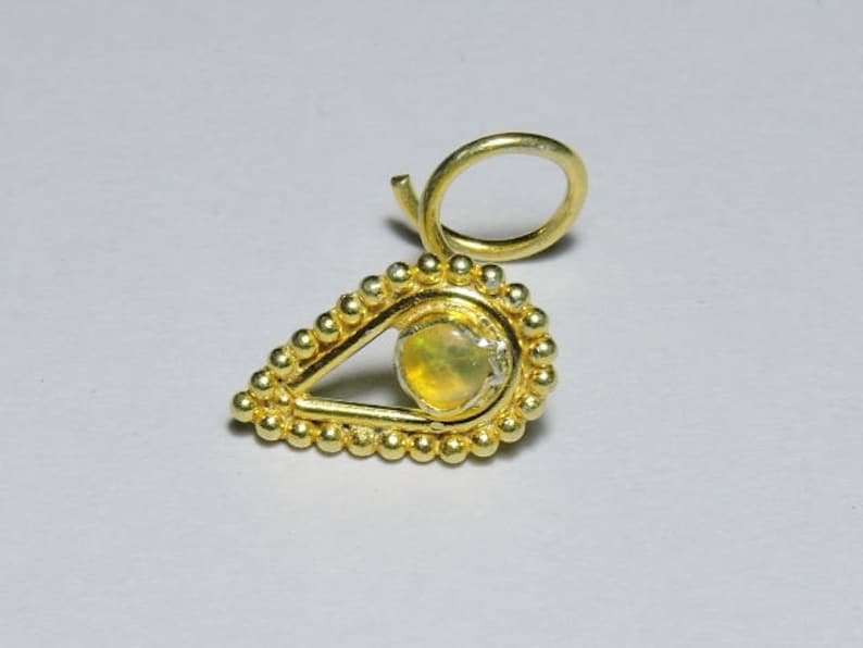 1 Piece Adorable 24Kt Gold Plated Over 92.5 Sterling Silver Natural Ethiopian Opal Gemstone Indian Nose Stud For Pierced NoseNose Studs.