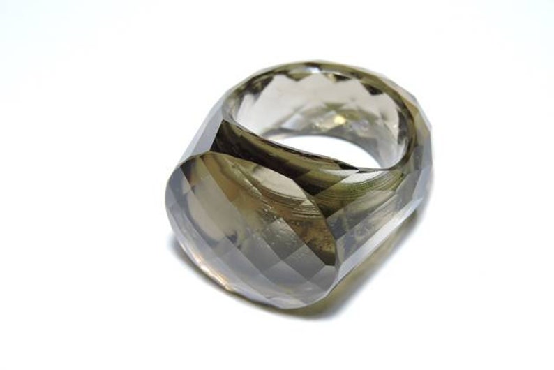 1 Piece Very Attractive Natural Smokey Topaz Full Faceted Round Shaped Hand Carved Single Gemstone Made RingSmokey Ring.
