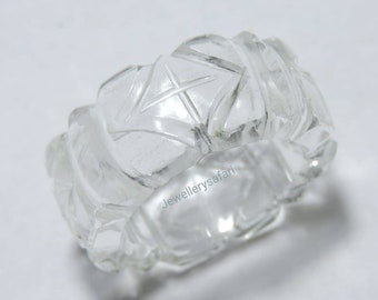 New Arrival Natural Rock Crystal Quartz Carved Band / Rock Crystal Made Band / Carved Crystal Band