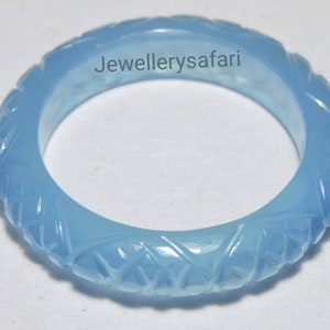 1 Piece Natural Blue Chalcedony Carved Band / Comfortable to wear Band / Carved Chalcedony Made Band / Ring Band