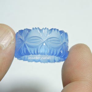 Natural Blue Chalcedony Carved Ring Band / Chalcedony Made Band / Carved Gemstone Band / Carved Chalcedony Ring Band