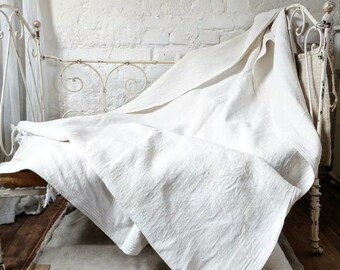 Drap de lin ancien XXL, brocante, linge de paysan, nappe, DIY, look chalet