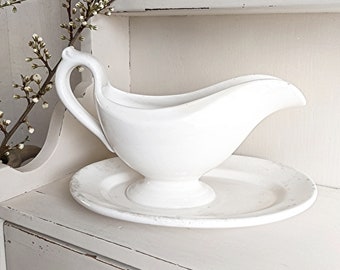 Antique, simply beautiful gravy boat, Ironstone Oldwhite, brocante, patina