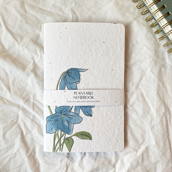 Seed Paper Journal// Plantable Notebook// Blue Poppy// Mothers Day Gift