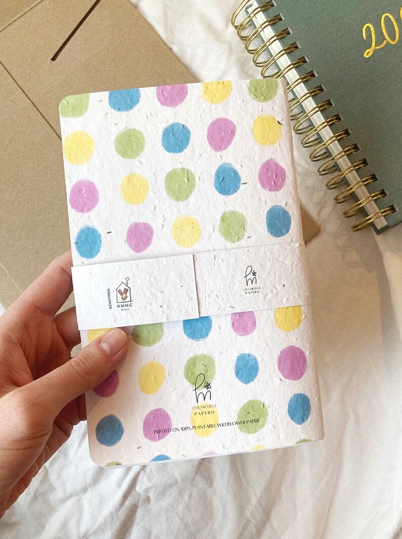 Seed Paper Journal// Plantable Notebook// Gift// Colored Dots// Mothers ...